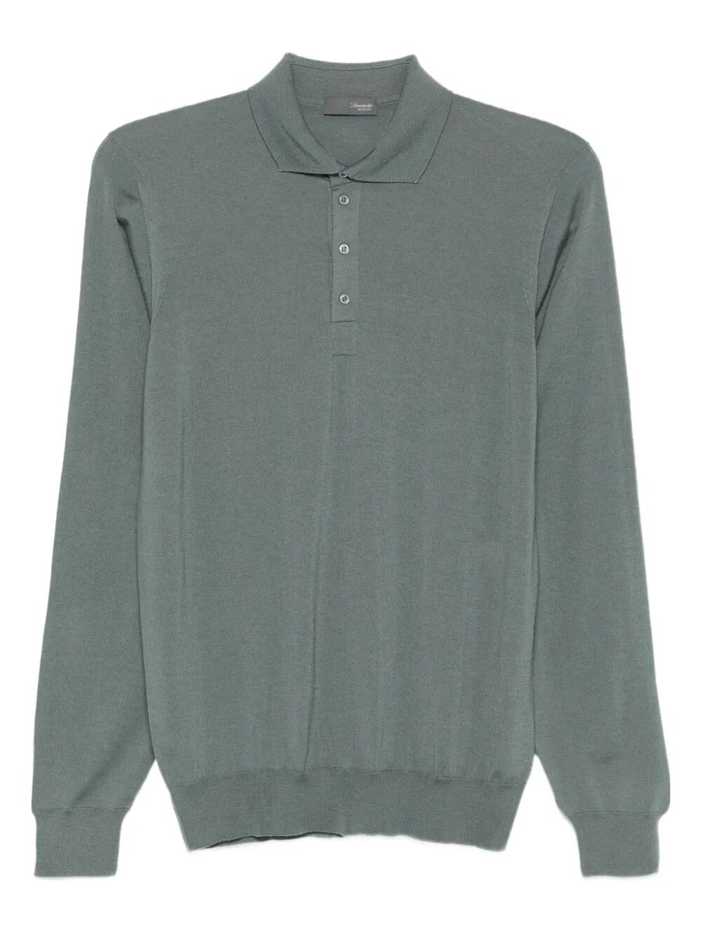 Drumohr Tailored Long Sleeve Polo In Gray
