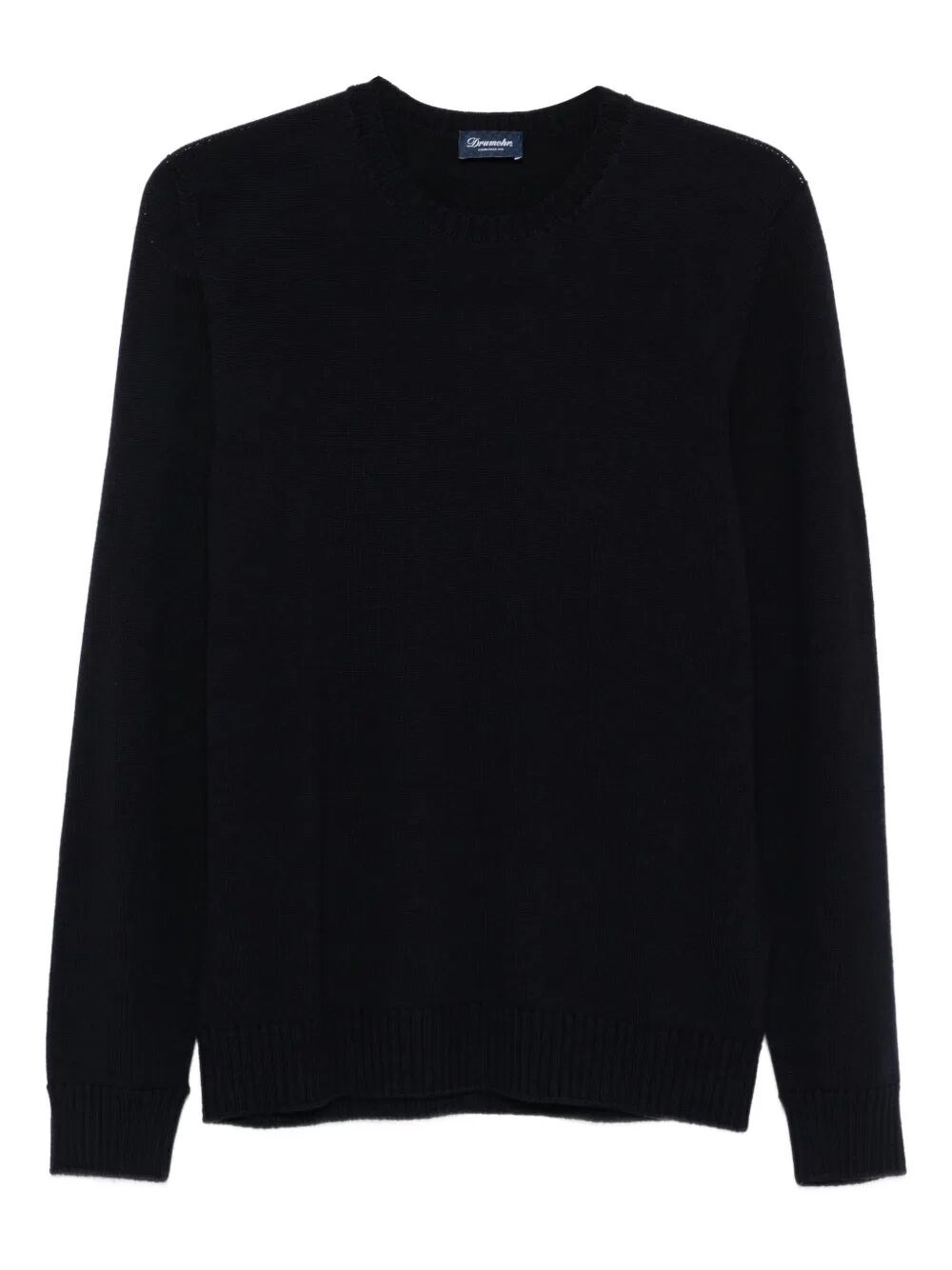 Drumohr Ultimate Cashmere Long Sleeve Crew-neck Sweater In Black