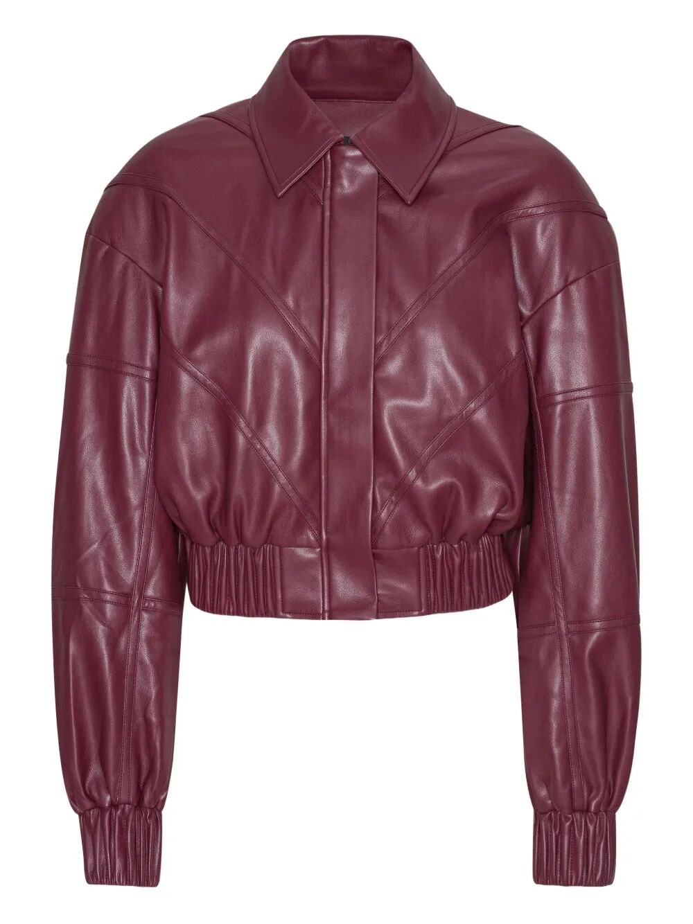 Rotate Birger Christensen Leather Effect Bomber Jacket In Pink