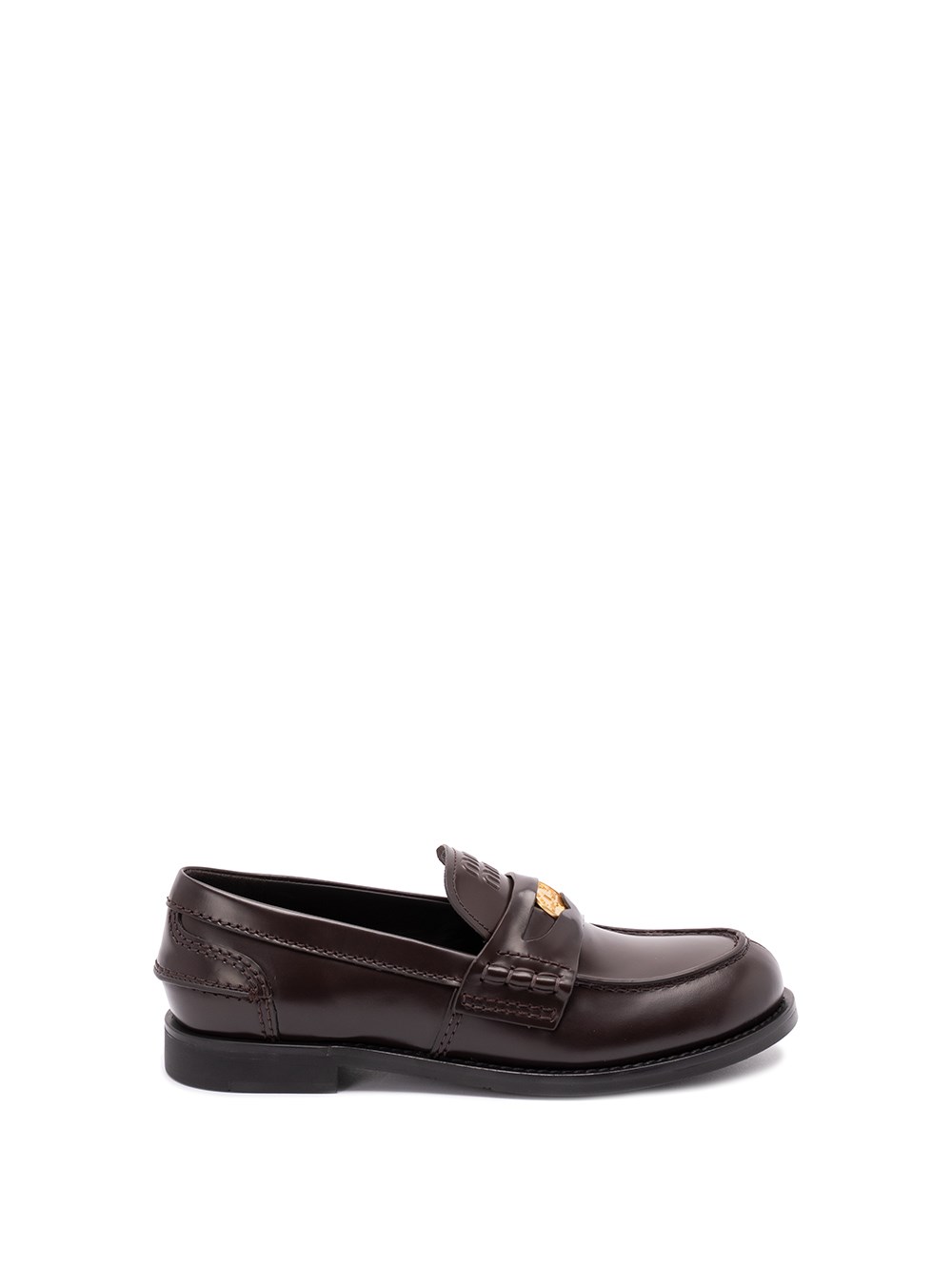 Miu Miu Brushed Leather `penny` Loafers In Brown