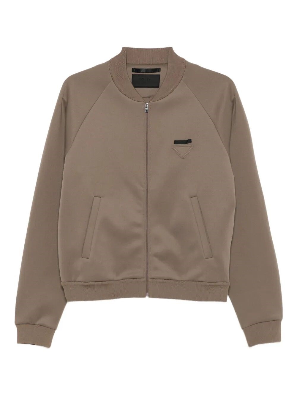 Prada Stretch Nylon Sweatshirt With Ribbed Cuffs In Gray