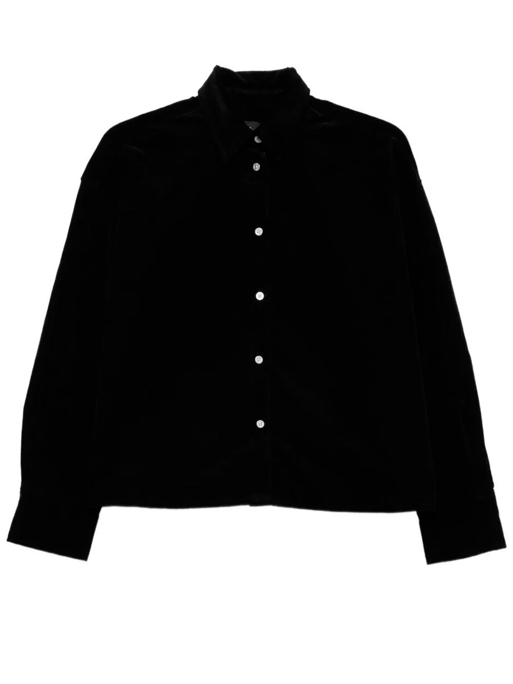 7 For All Mankind `nina Cropped Shirt Corduroy` Shirt In Black