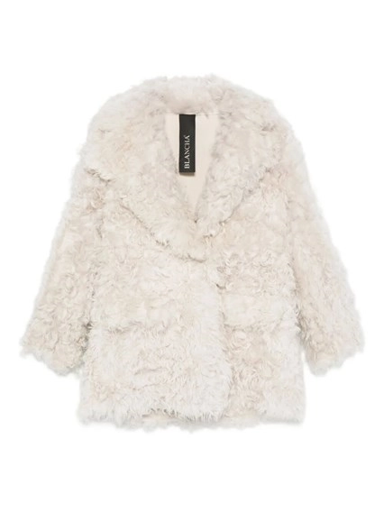 コート BLANCHA Light astrakhan merino shearling coat blancha light `astrakhan` merino shearling trench coat