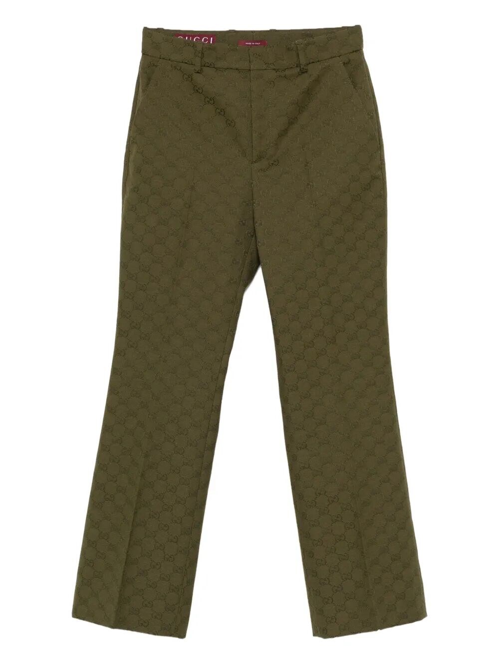 Gucci `gg Canvas` Pants In Green