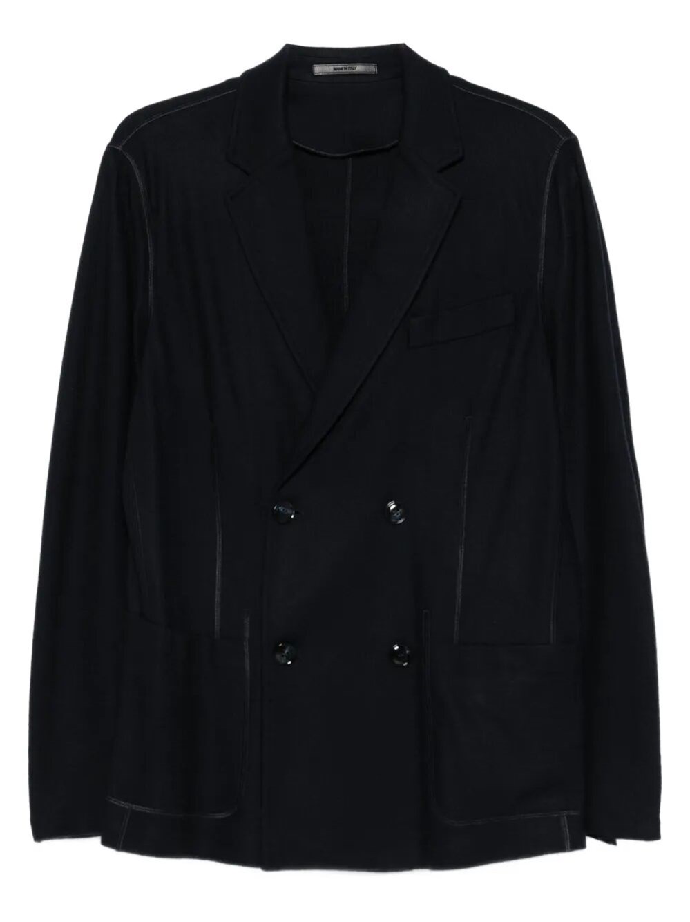 Giorgio Armani Double-breasted Tailored Cashmere Jacket In Blue