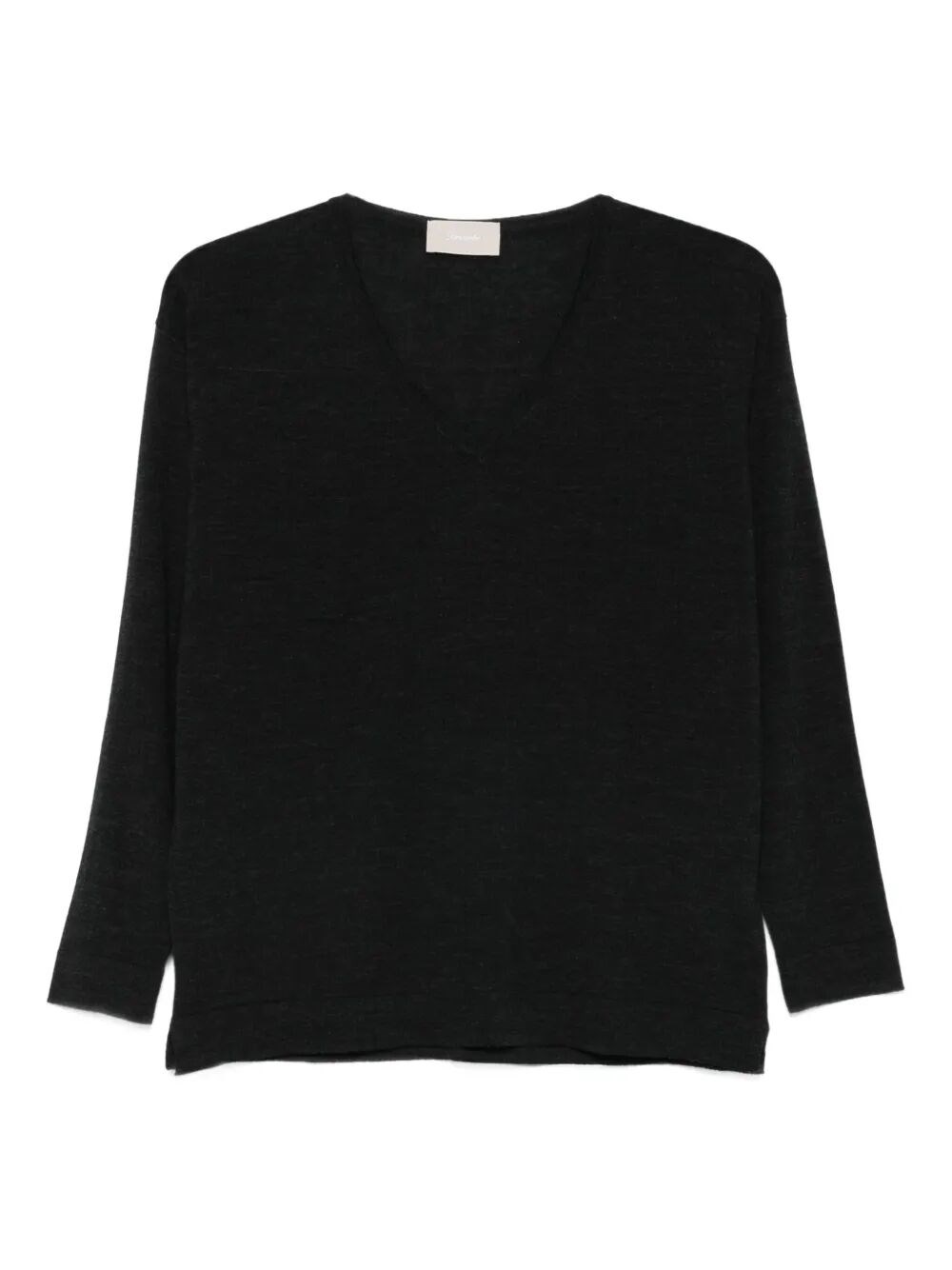 Drumohr V-neck Three-quarter Sleeve Top In Black