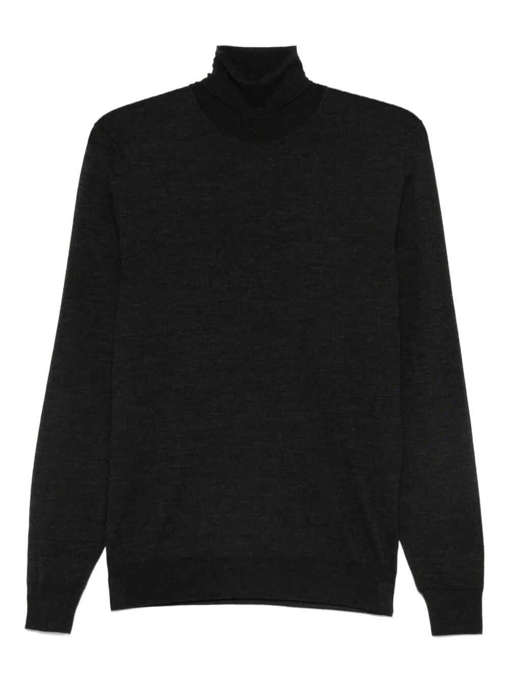 Drumohr Fitted Merino Wool Long Sleeve Turtleneck Sweater In Black