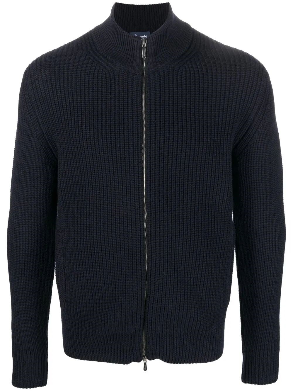 Drumohr Cardigan With Pockets And Zip In Blue