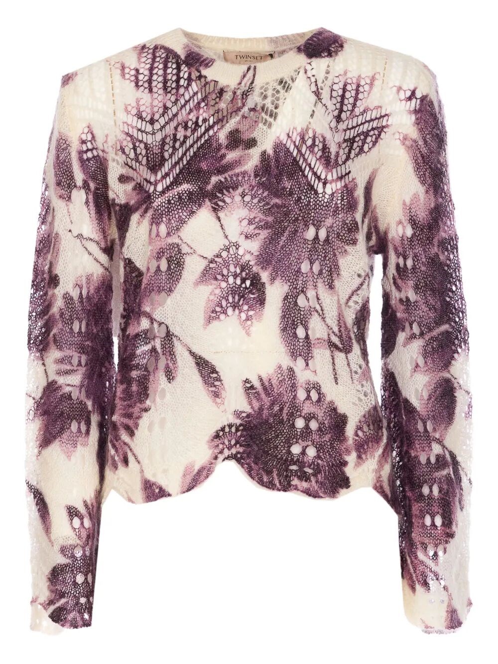 Twinset Twin-set Floral Lace Sweater With Lightweight Elegance In Pink