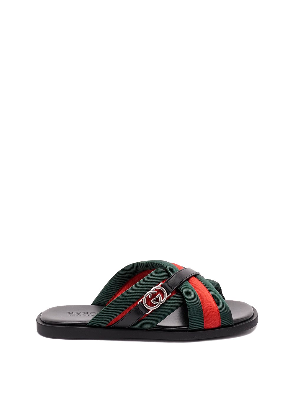 Gucci Web Sandals With Interlocking G In Green