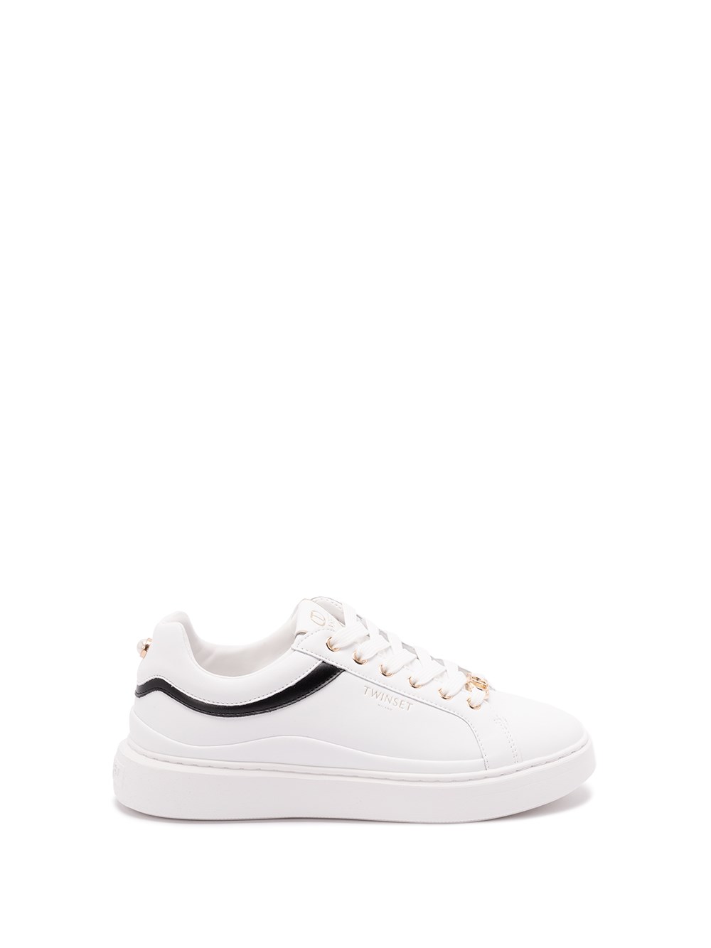 Twinset Leather-trimmed Lace-up Low-top Sneakers In White