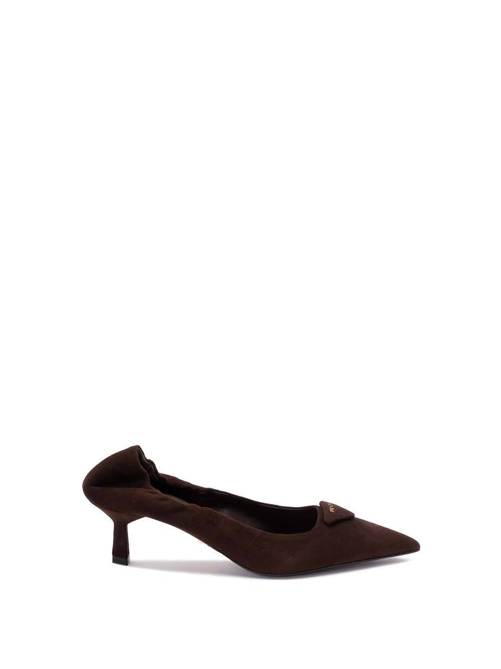 Prada Suede Kitten Heel Pumps With Pointed Toe In Brown