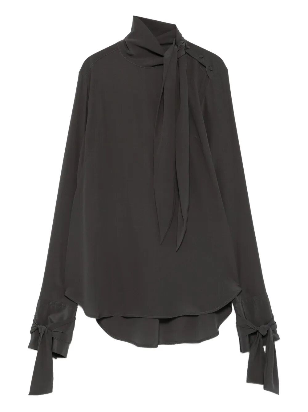 Ermanno Scervino High Neck Silk Shirt In Gray