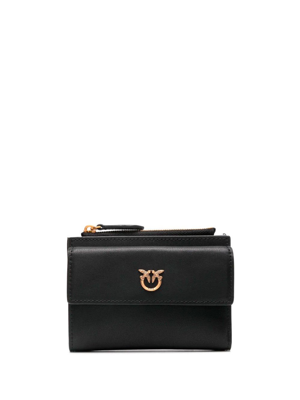 Pinko Small Wallet In Leather With Logo In Black