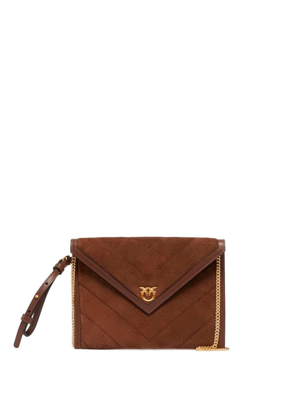 Pinko Quilted Suede Clutch Bag In Brown
