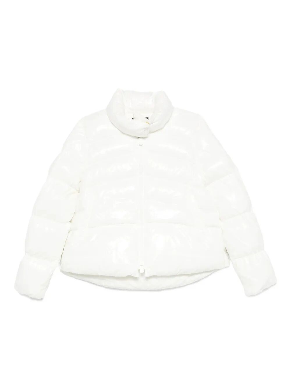 Pinko Puffy White Down Coat With Glossy Finish And High Collar In White