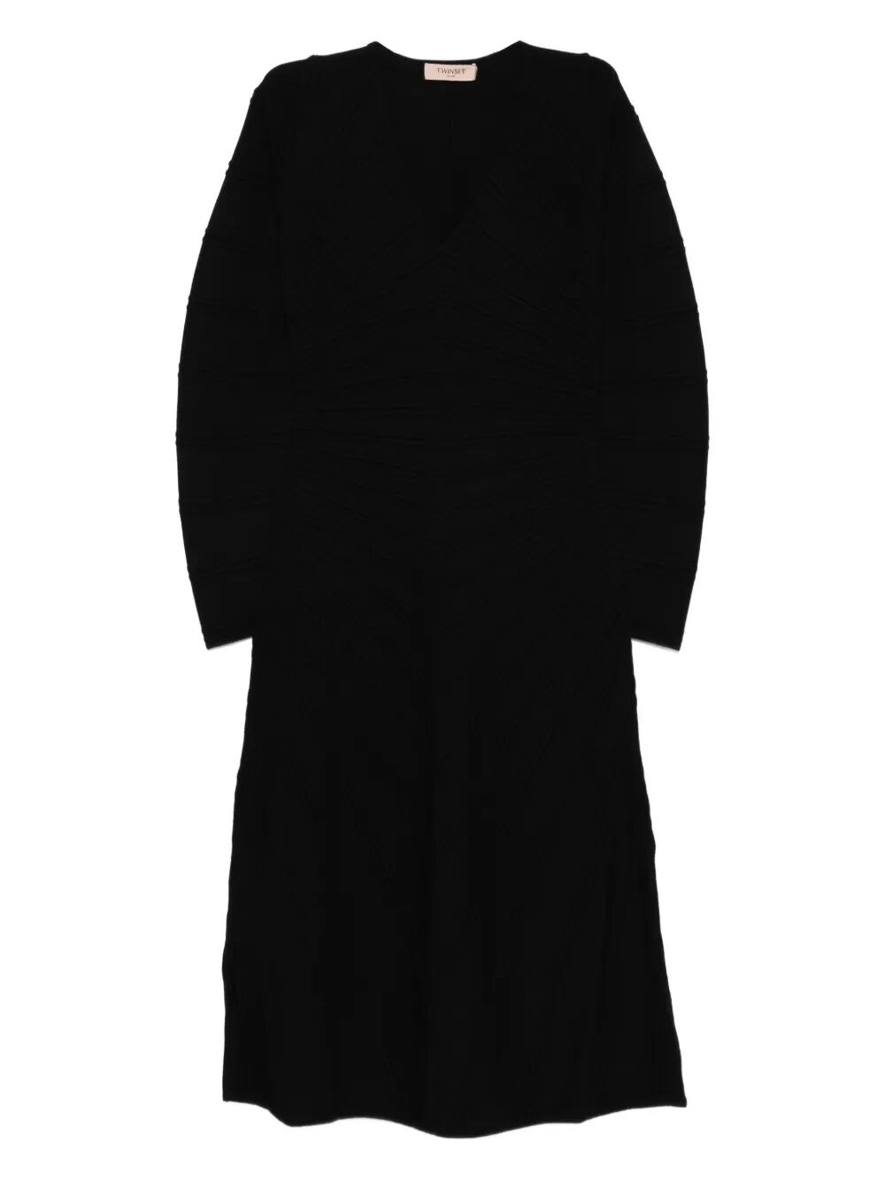 Twinset Twin-set Midi Dress With Flattering V-neckline In Black