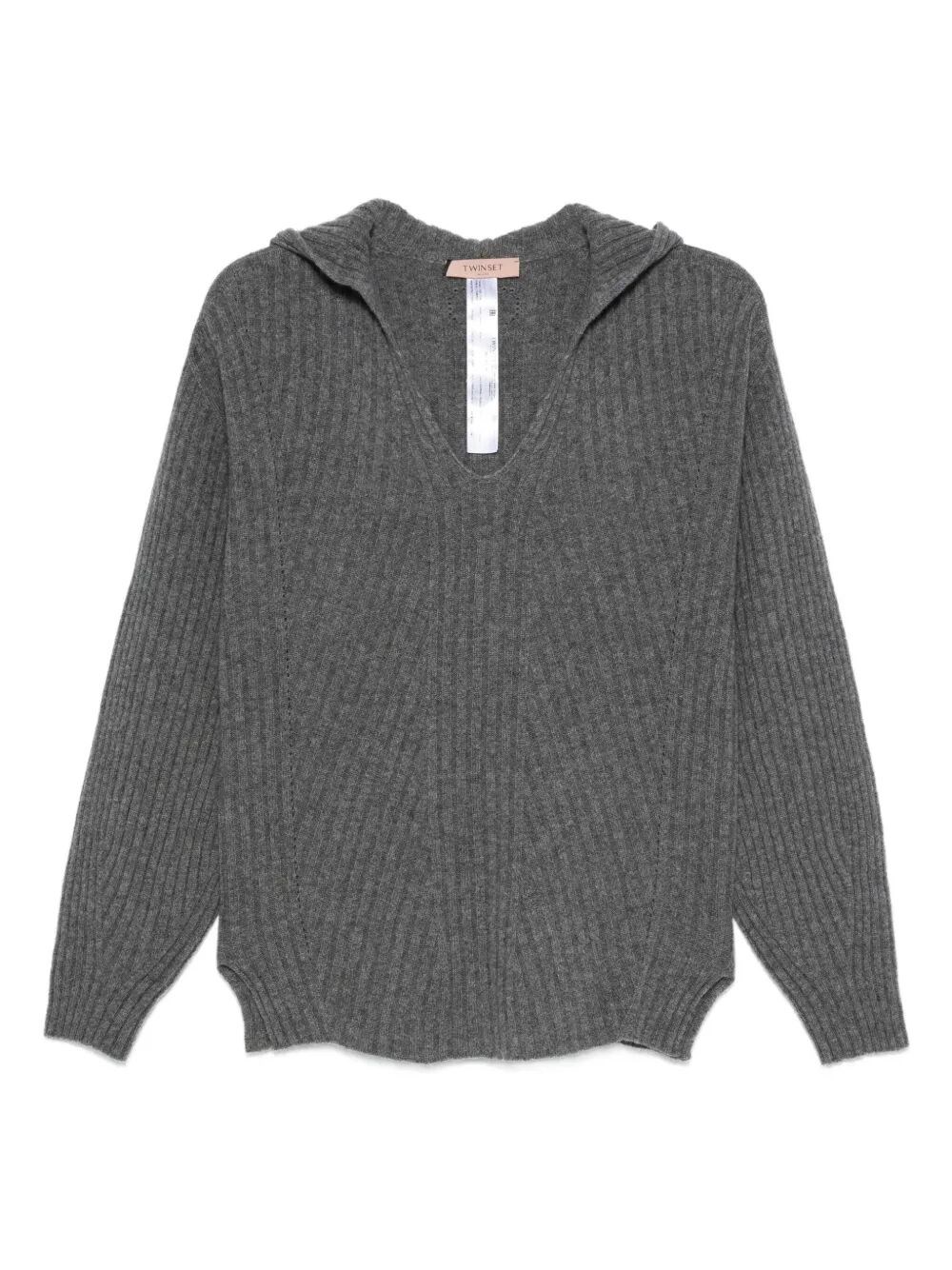 Twinset Twin-set Relaxed-fit Top With Deep V-neckline In Gray