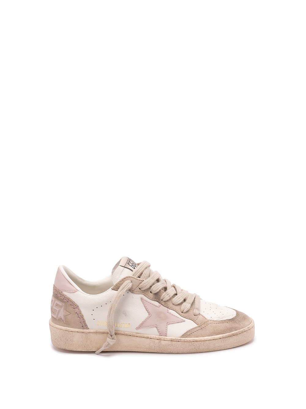 Golden Goose 'ballstar' White Low Top Sneakers With Glittered Star Patch On The Side And Glittered Heel With Logo In Multi