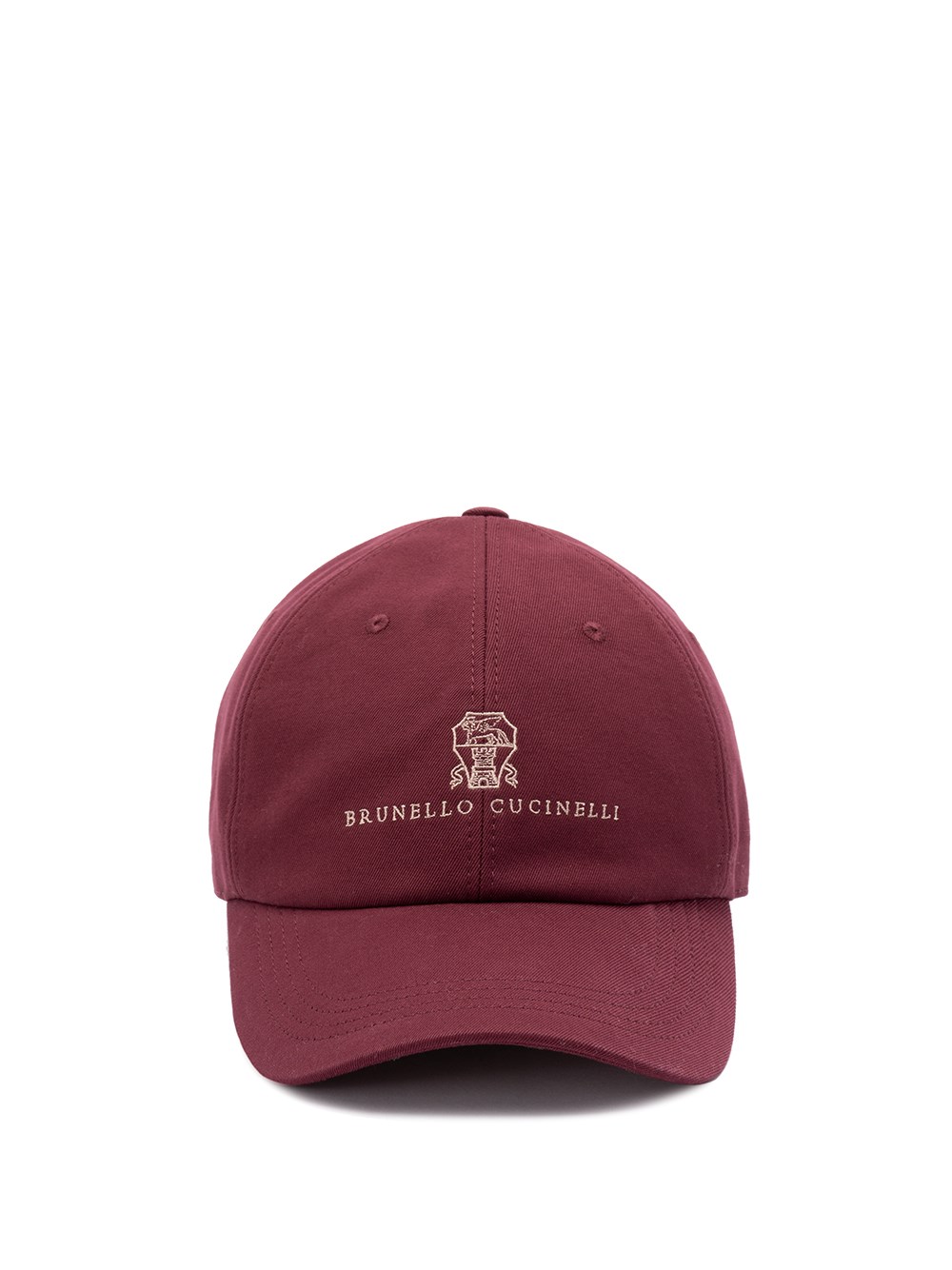 Brunello Cucinelli Men Baseball Cap With Embroidery In Burgundy