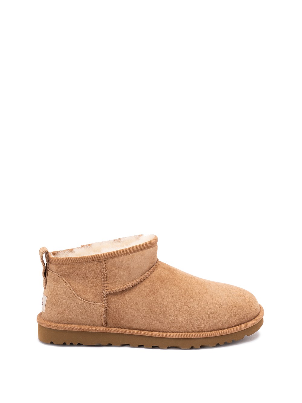 Ugg Classic Ultra Mini Low Heels Ankle Boots In Leather Color Suede In Brown