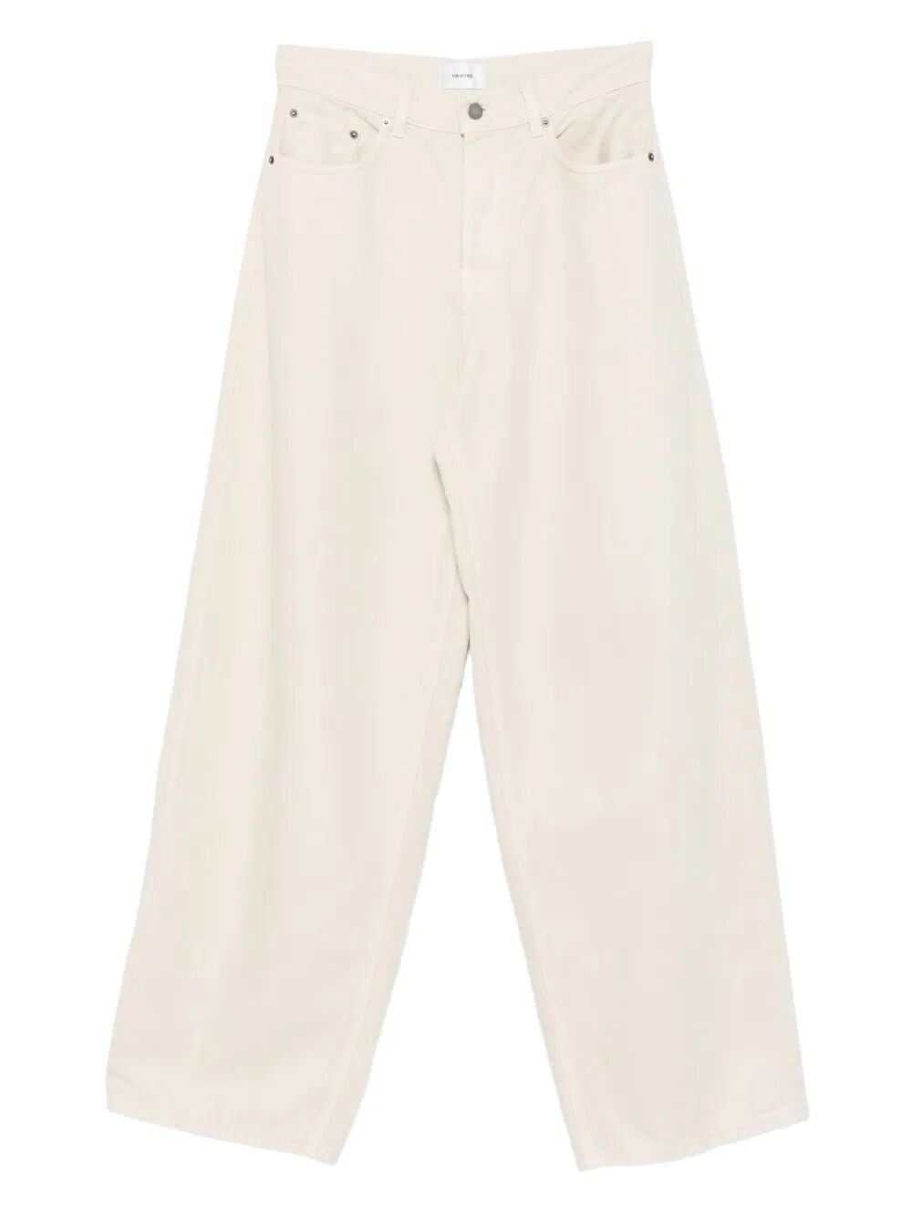 Haikure Wide Leg Leather Trousers With Belt Loops In Sand