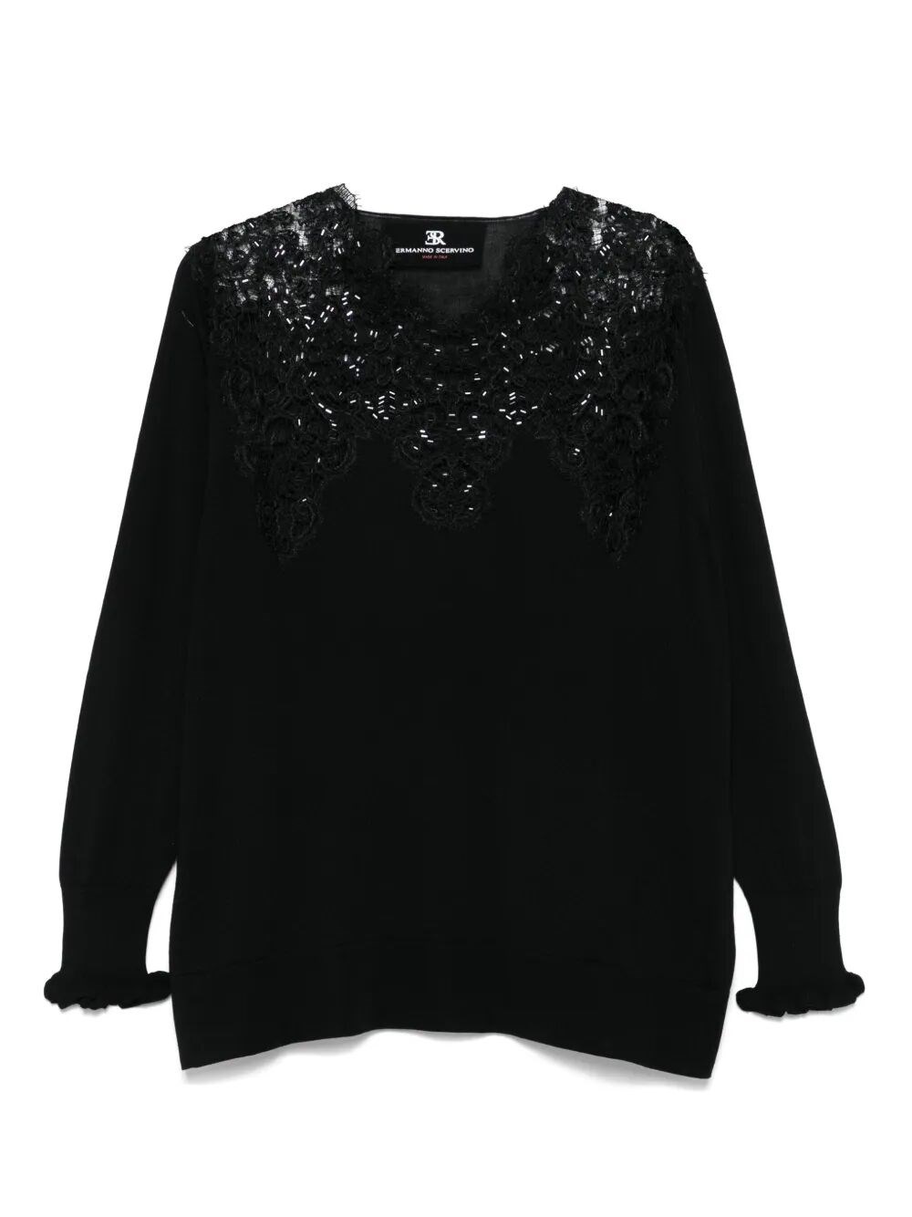 Ermanno Scervino Long Sleeve Sweater In Black