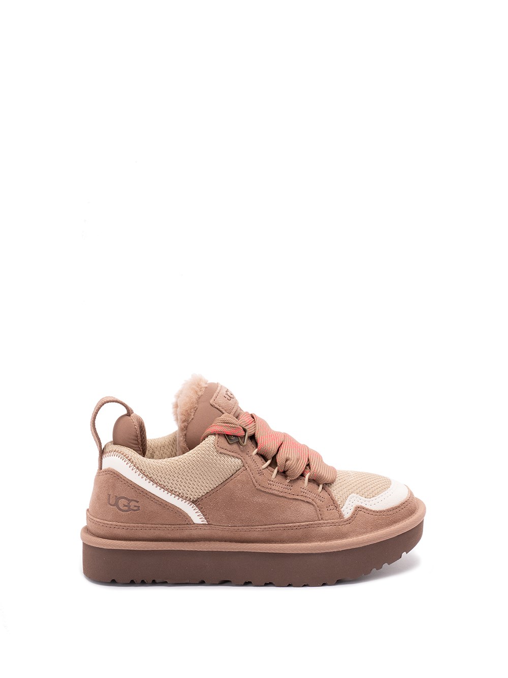 Ugg Ribbon-lace Leather Sneakers In Brown