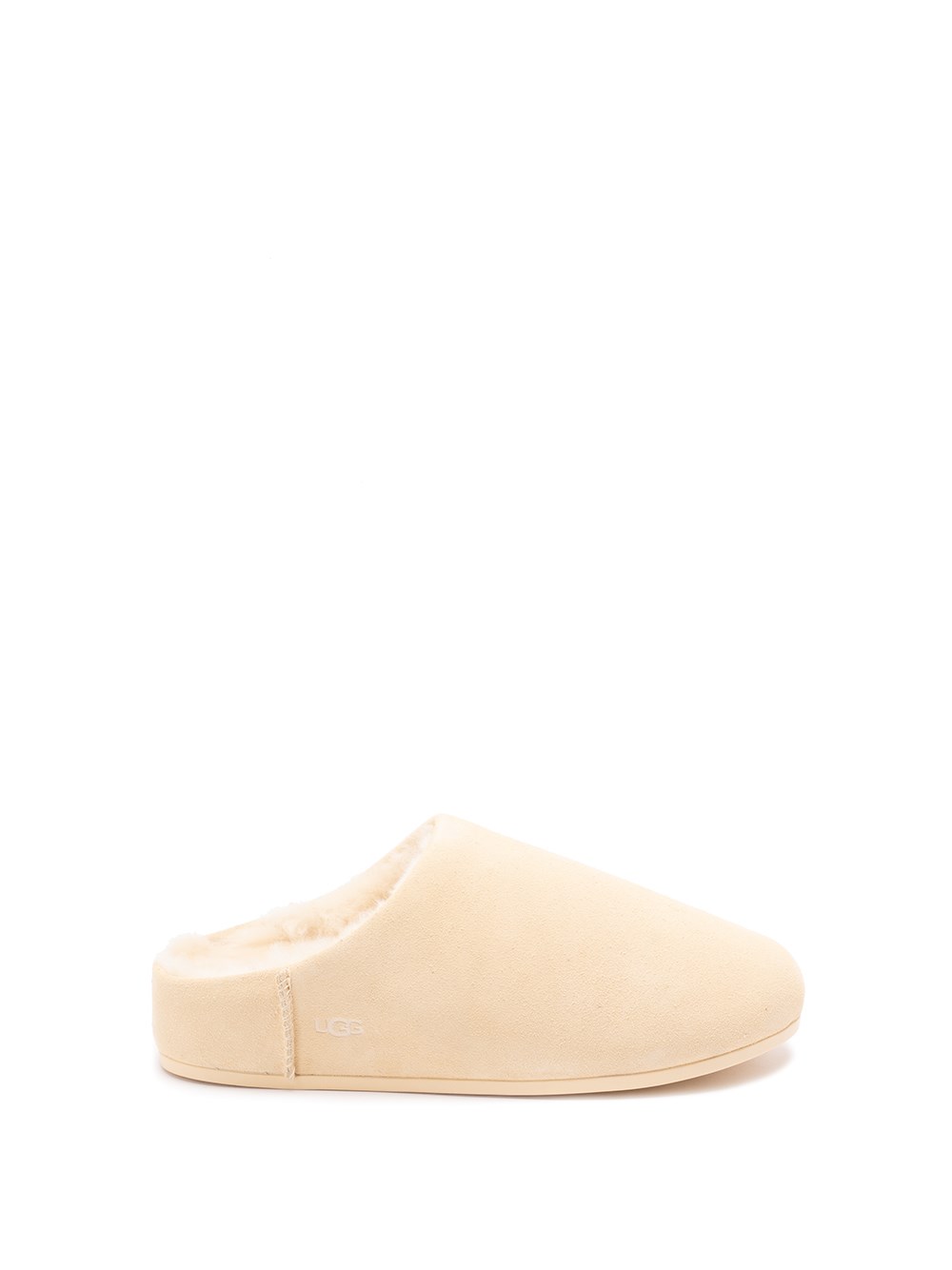 Ugg Slippers In Beige Suede With Shearling Interior In Nude