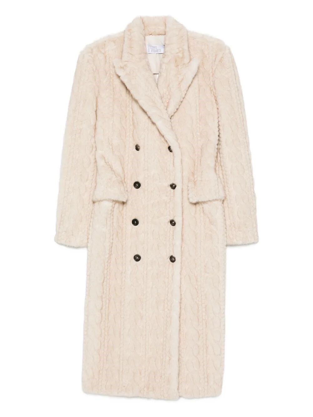 Giuseppe Di Morabito Textured Cable-knit Double-breasted Coat In Sand