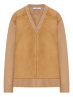 prada v-neck sweater with suede details available on