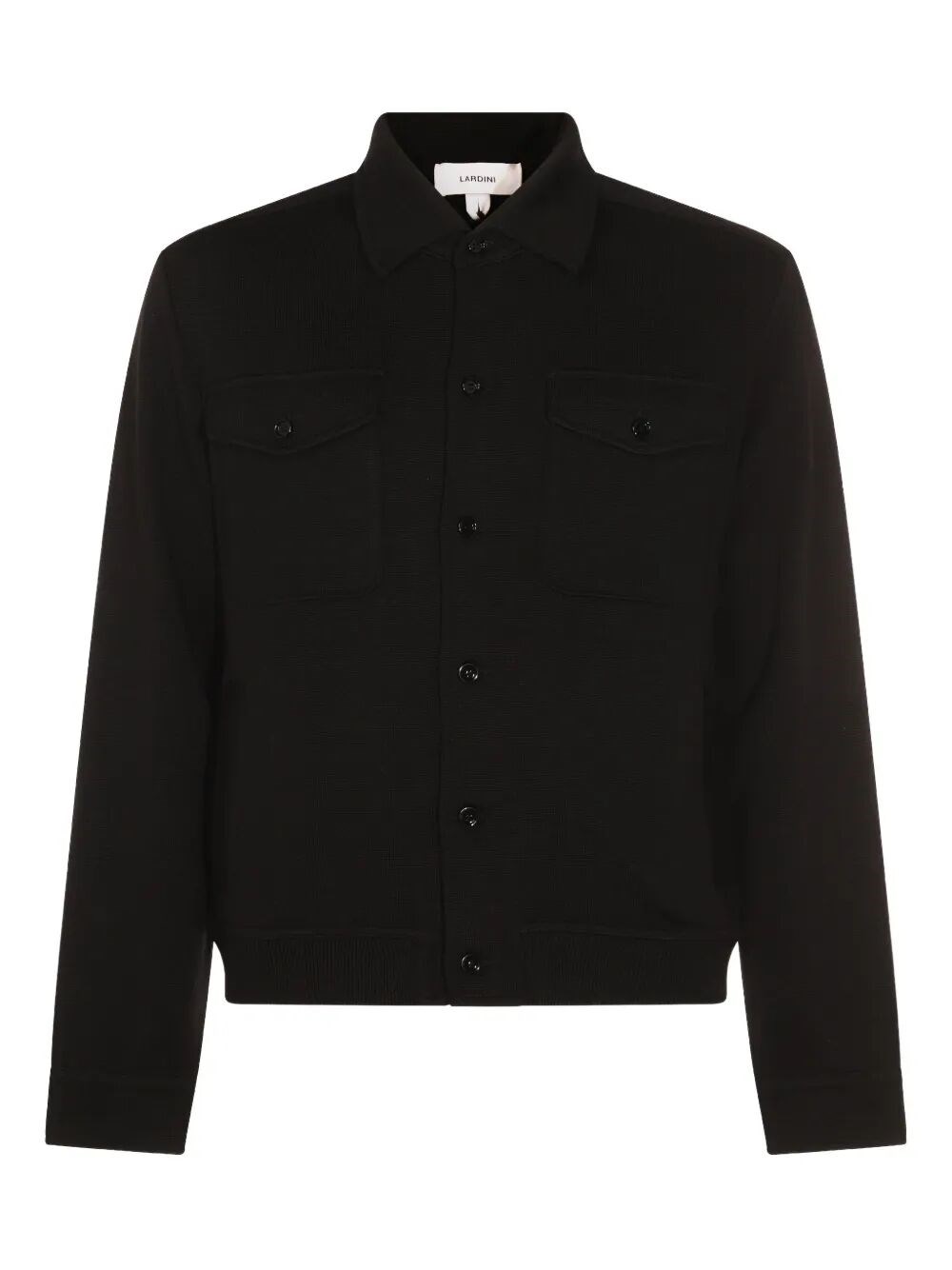 Lardini Textured Wool Knit Jacket With Button Fastening And Flap Pockets In Black