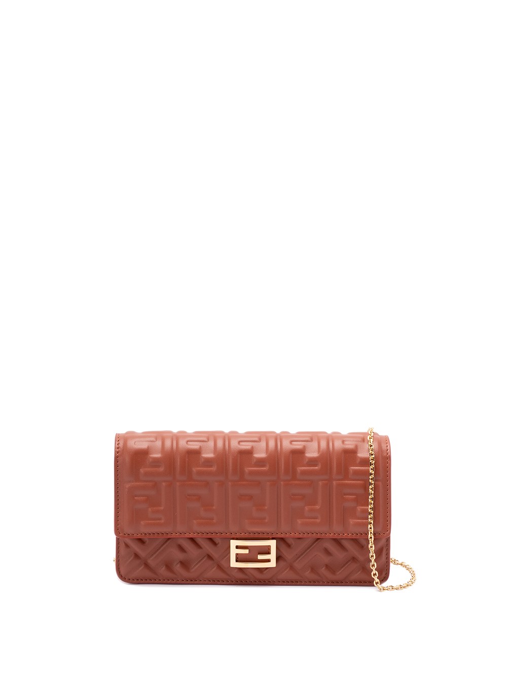 Fendi `baguette` Wallet On Chain In Brown