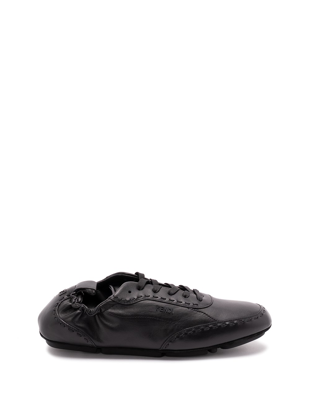 Fendi Calf Leather Sneakers With Subtle Branding In Black