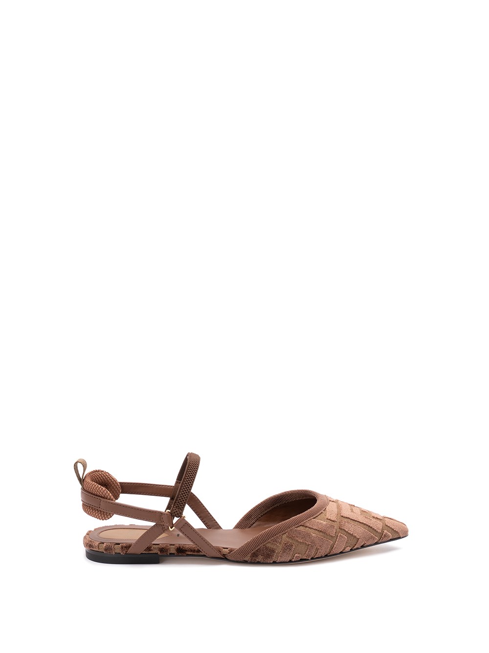 Fendi Women 'colibrì Lite' Brown Flat Slingback With All-over Ff Motif In Cotton Woman In Multi