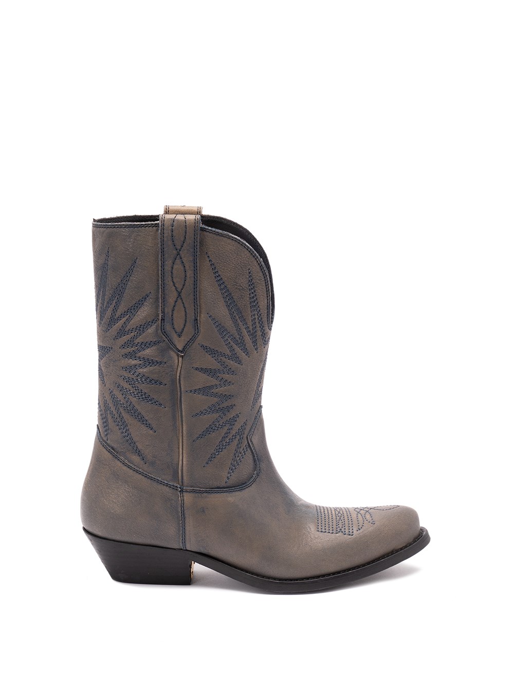 Golden Goose Star-embroidered Leather Boots In Gray