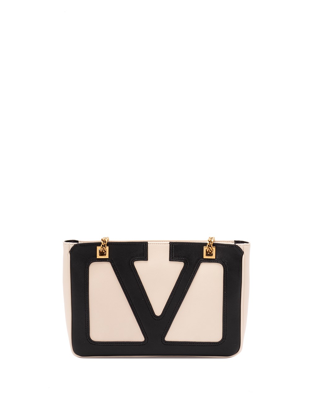 Valentino Small Bicolor Tote With Mixed Handles In Sand