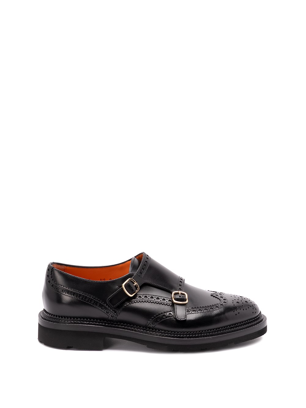 Santoni Leather Brogue-detailing Monk Shoes In Black