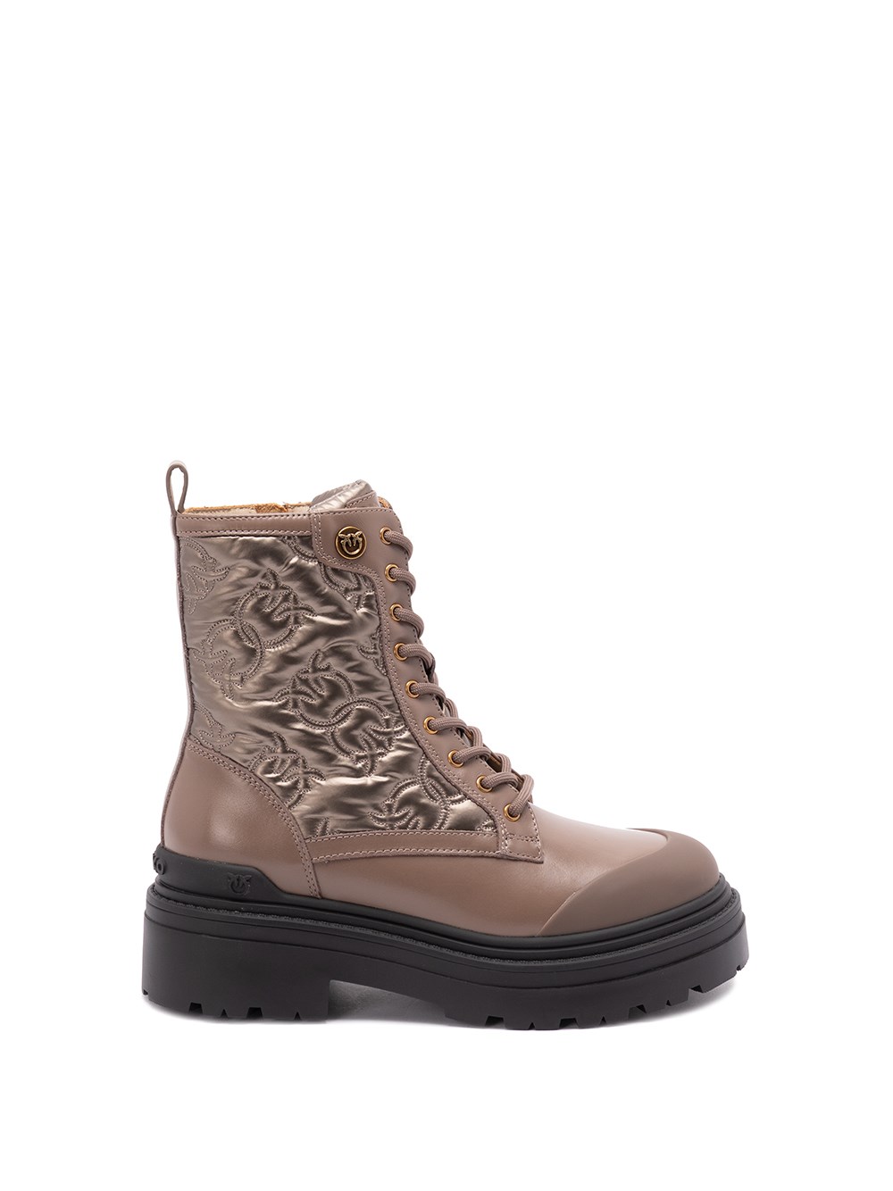 Pinko Love Birds-detail Lace-up Boots In Brown