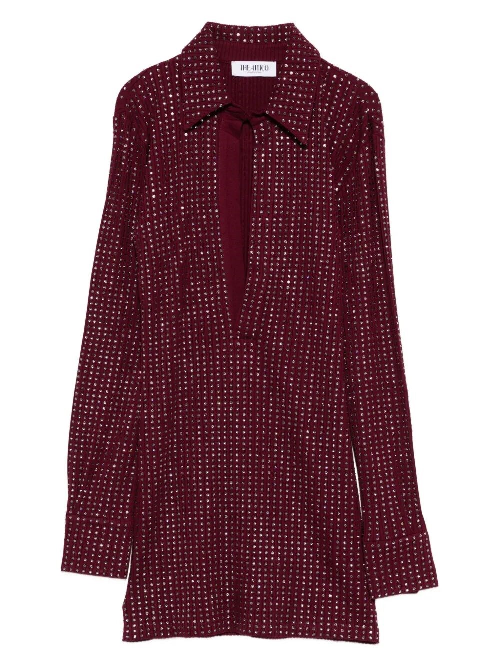 Attico Embellished Collared Dress In Red