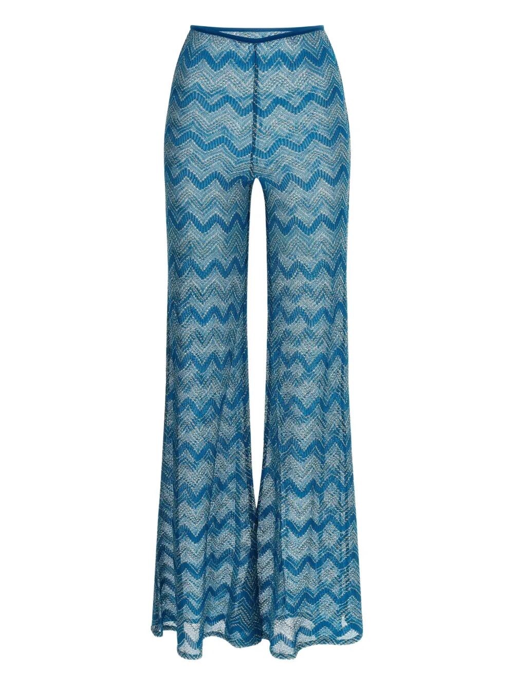 Missoni Flare Cover-up Pants In `zig Zag` Lamé Viscose In Blue
