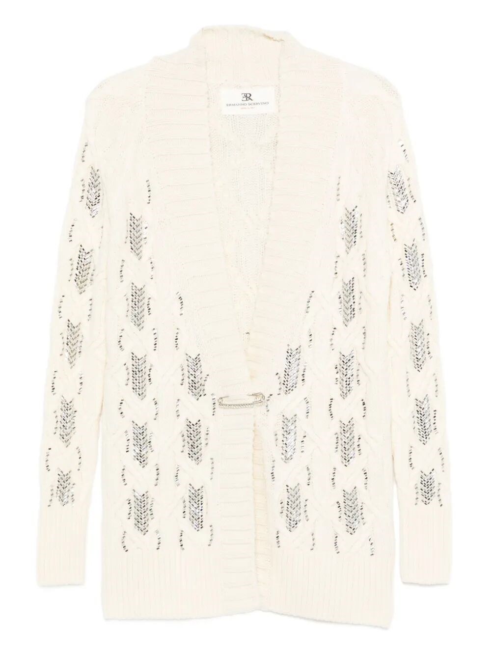 Ermanno Scervino Open-knit Cardigan With Textured Pattern And Relaxed Fit In White