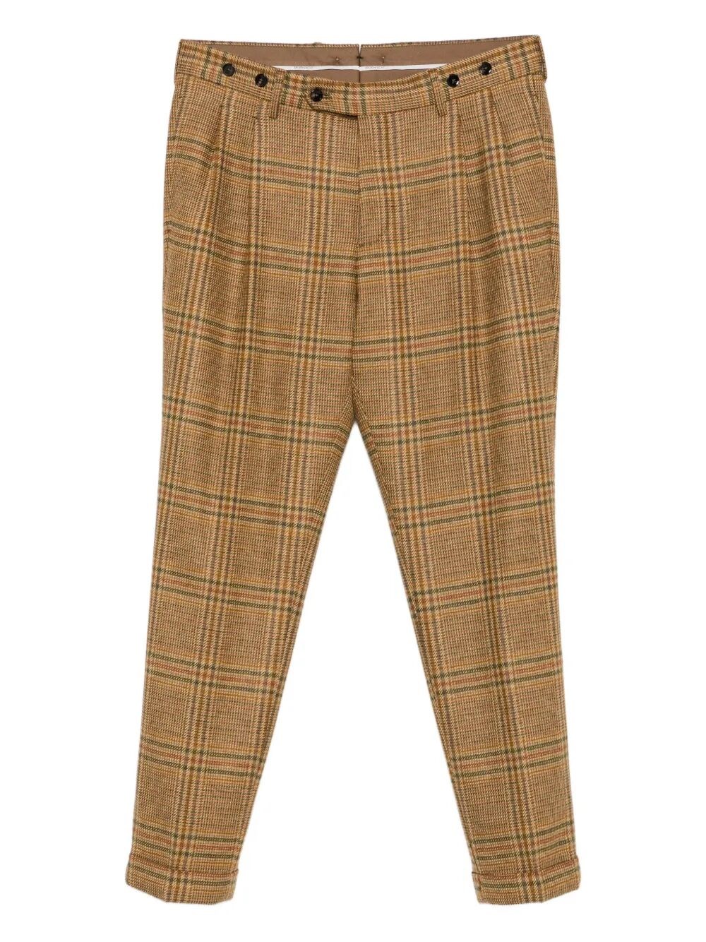 Berwich Classic Plaid Relaxed Fit Pants In Brown