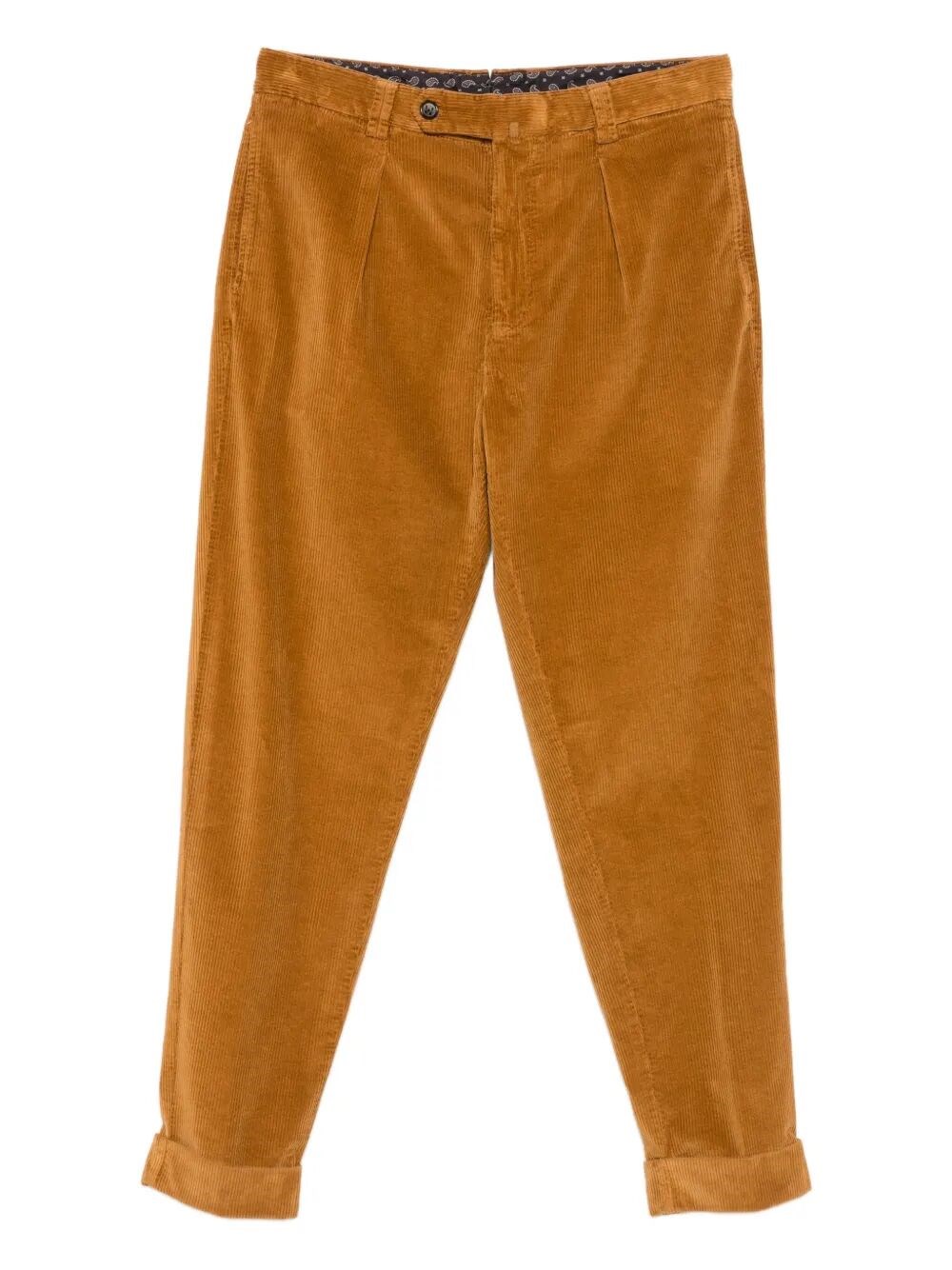 Berwich Pleated Corduroy Trousers In Brown