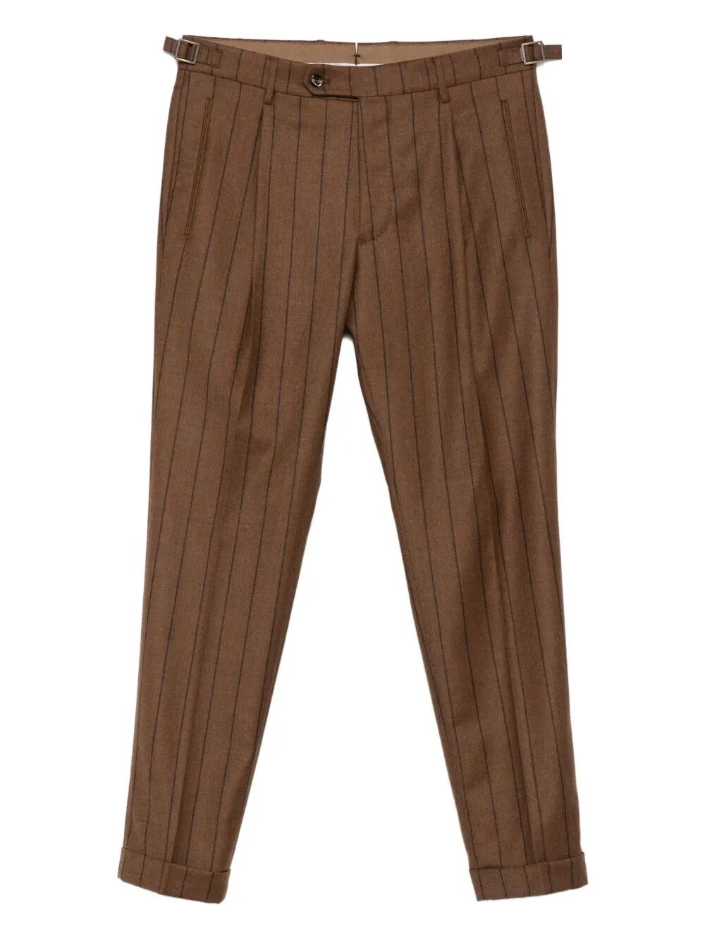 Berwich Pinstripe Pleated Trousers In Brown