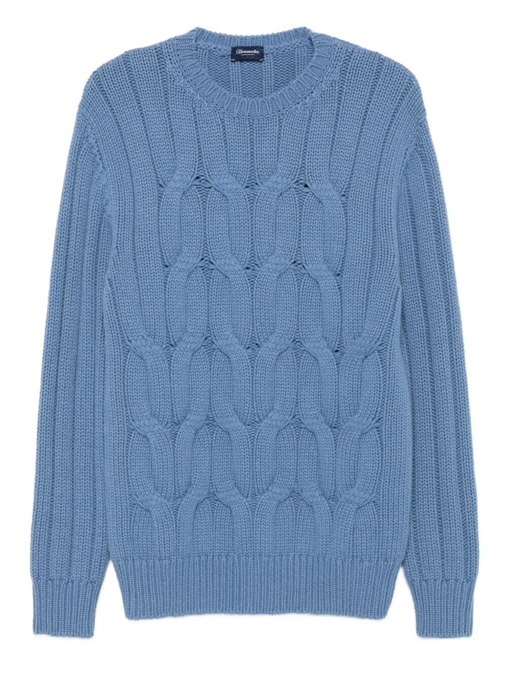 Drumohr Textured Knit Crew-neck Sweater In Blue