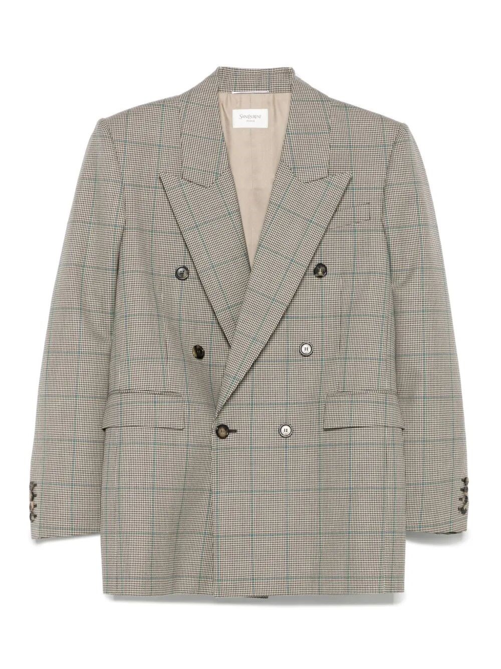 Saint Laurent Double-breasted Blazer In Gray