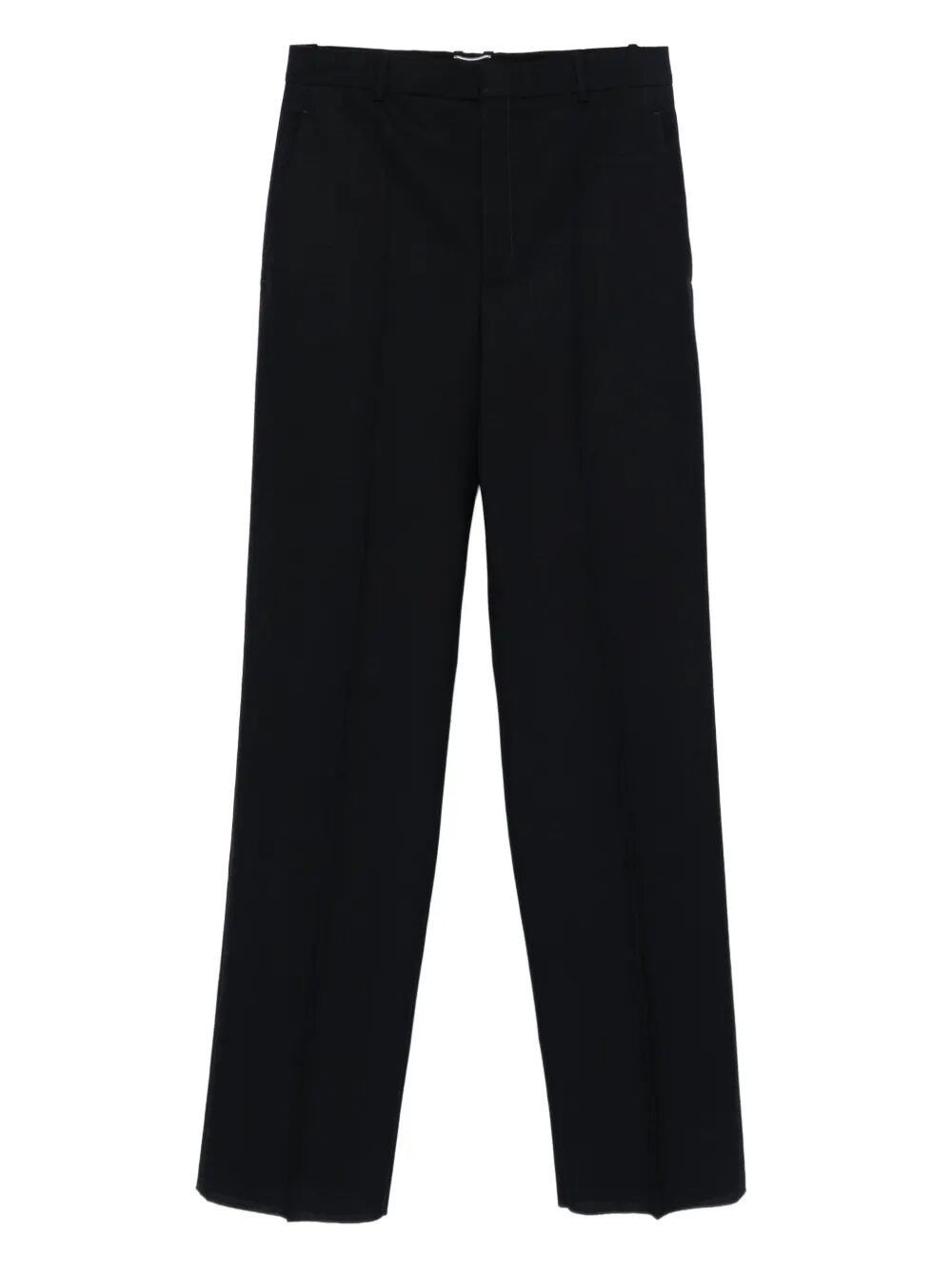 Saint Laurent High-waisted Wool Trousers In Black