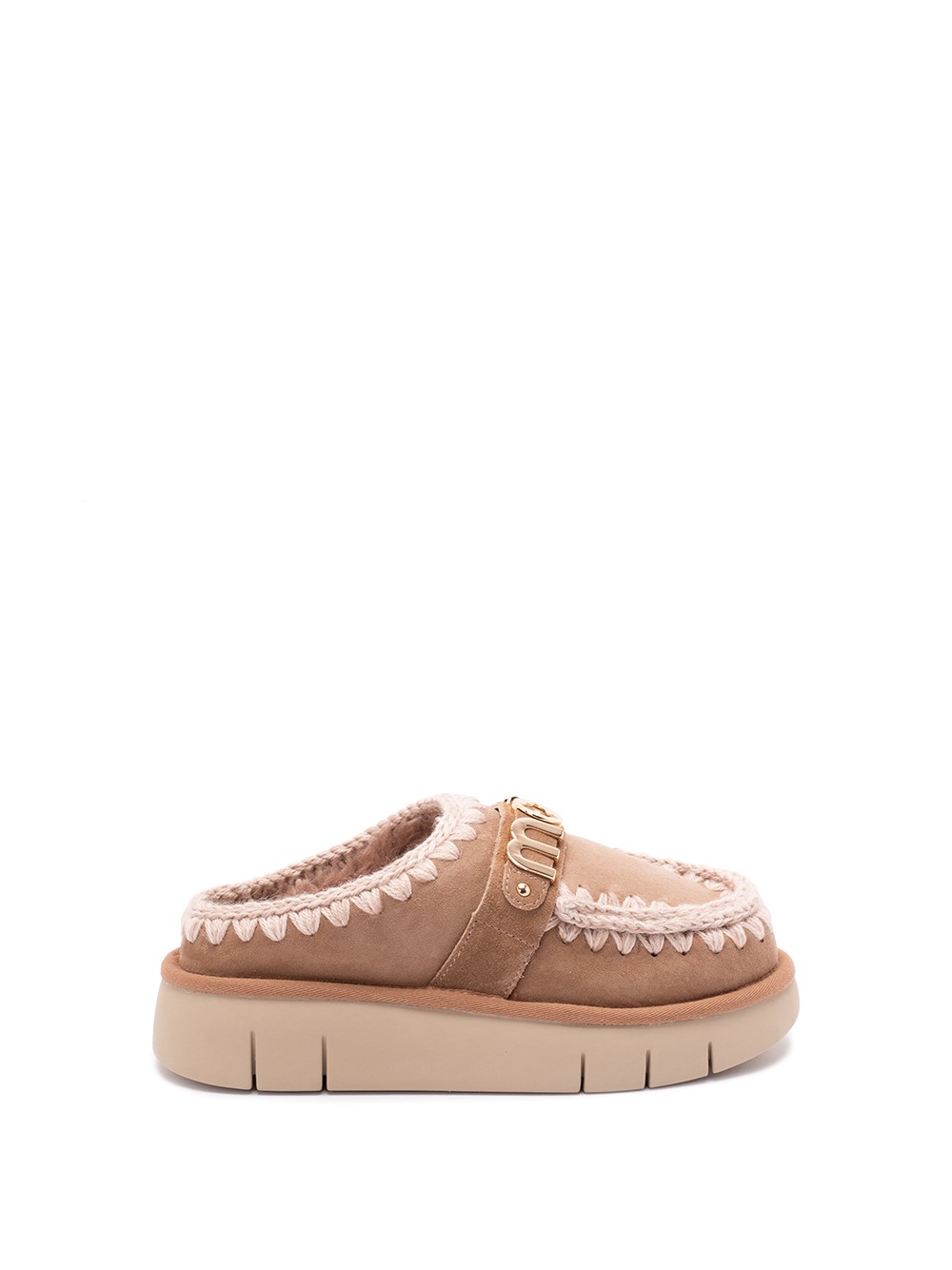 Mou Logo-appliqué Suede Mules In Brown