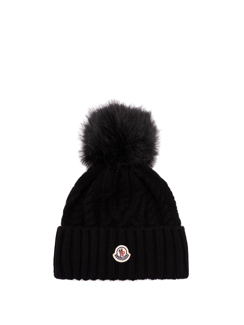 Moncler Cashmere Blend Beanie With Pom Pom In Black